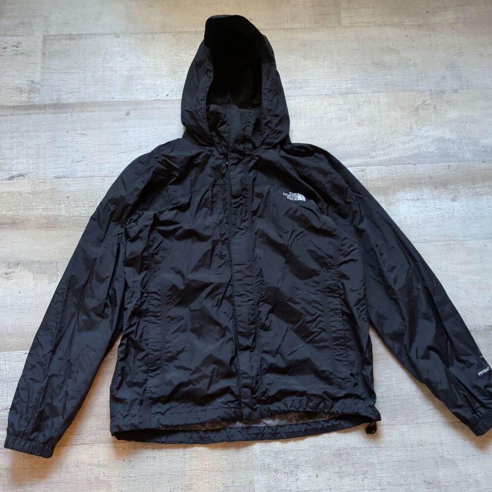​The North Face HyVent Rain Jacket Mens M Black Waterproof Hooded Windbreaker